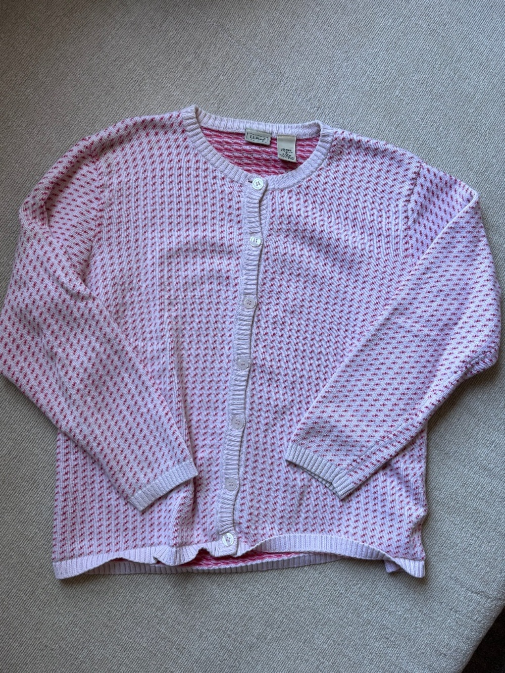 Pink 100% Cotton L.L. Bean Cardigan Heavyweight Knit